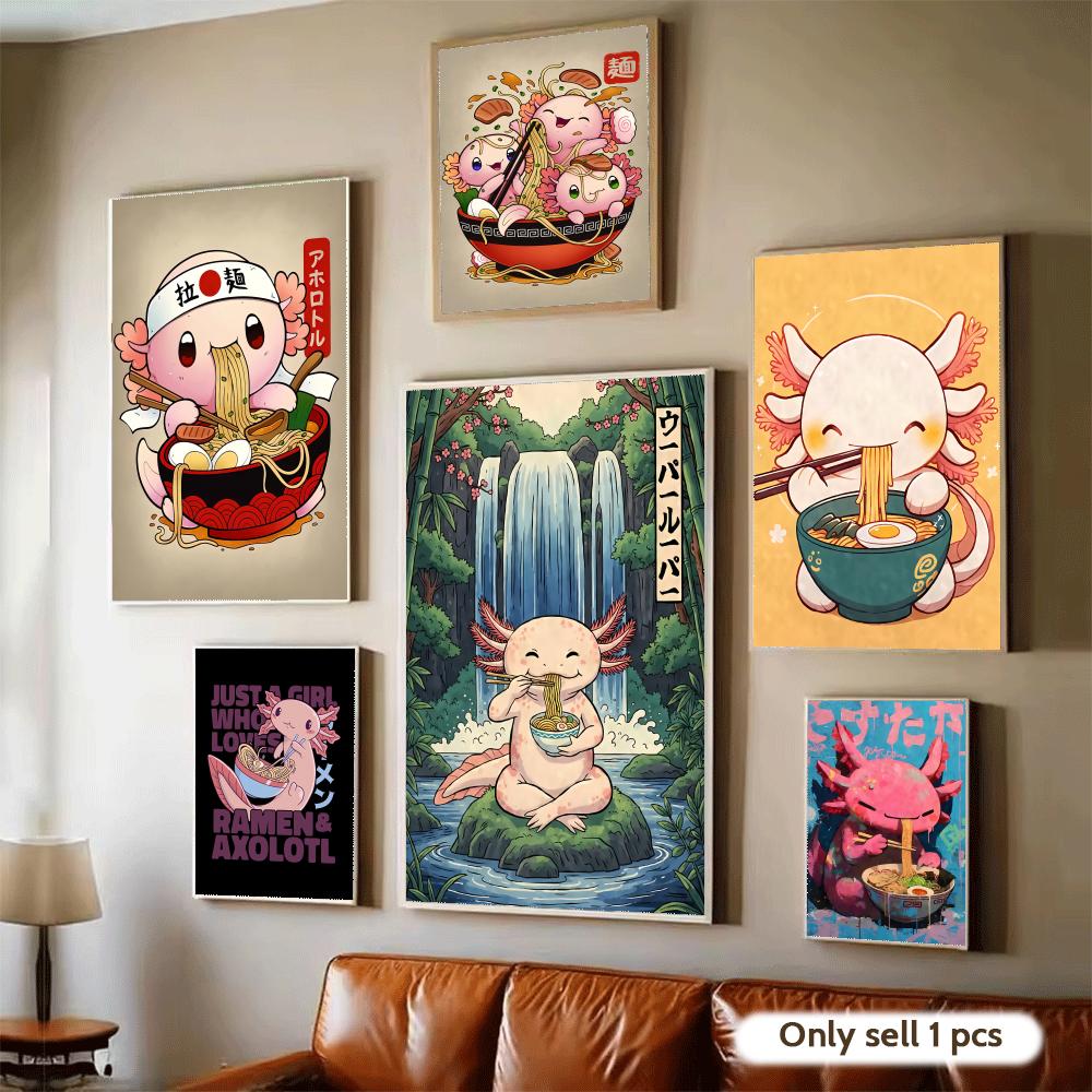 Home Decor Living Room Ideas - Ramen Axolotls Art Design Poster Modern