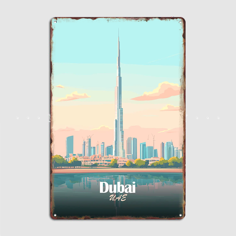 Home Decor Dubai - Dubai Skyline Vector Poster Metal Sign