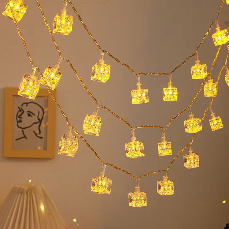 String Curtain Light - Multicolour Warm Ice Cube String Lights