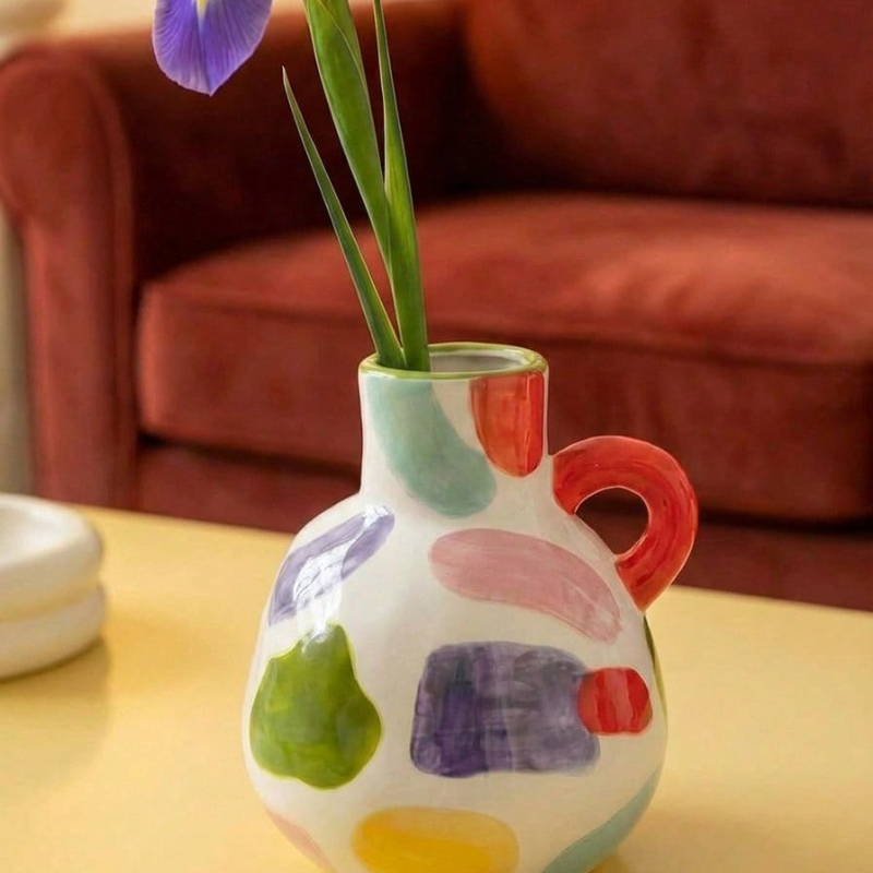Modern Geometric Ceramic Vase  - Home Decor Dopamine ulasan dan harga