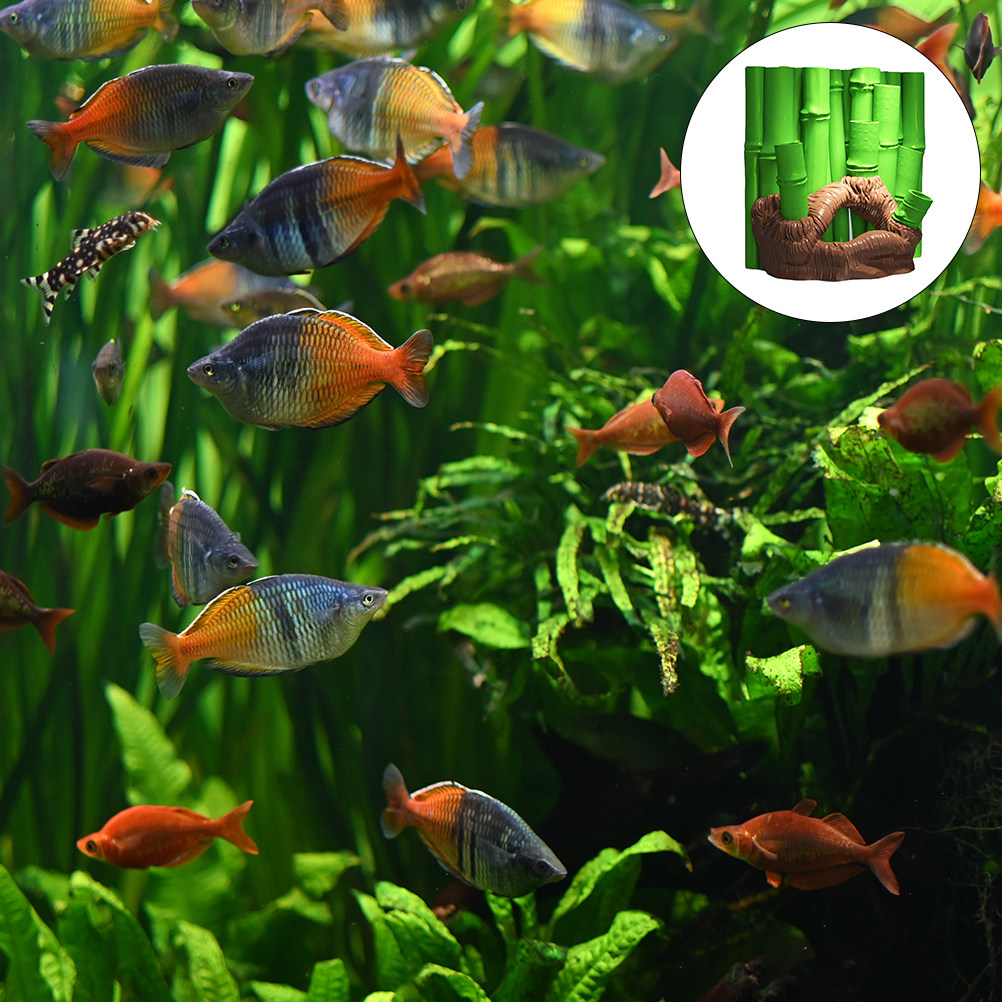 1Pcs 3D Bamboo Fish Tank Lands - Home Decor Habitat ulasan dan harga