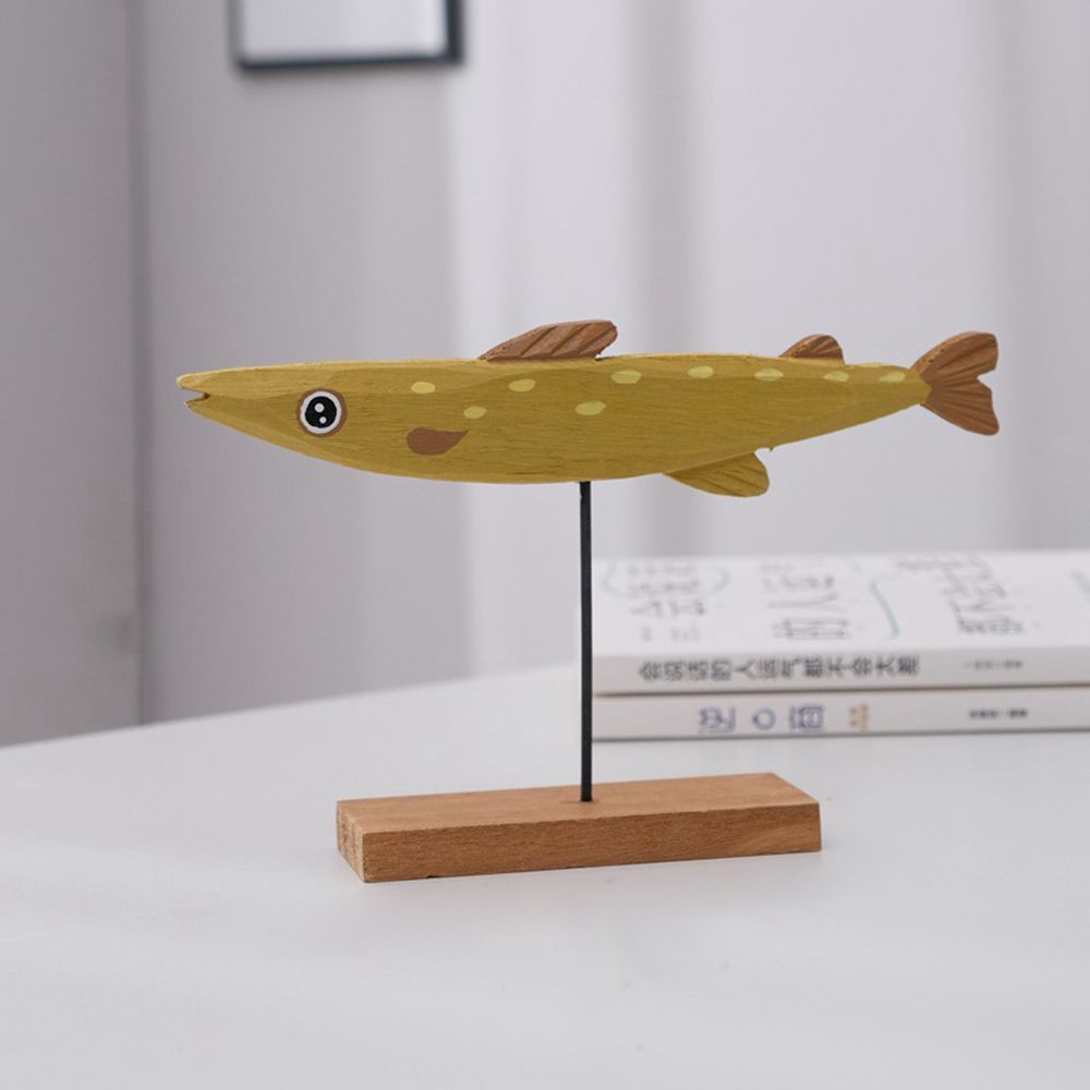 Colorful Wooden Fish Statue No - Home Decor Modern Organic ulasan dan harga