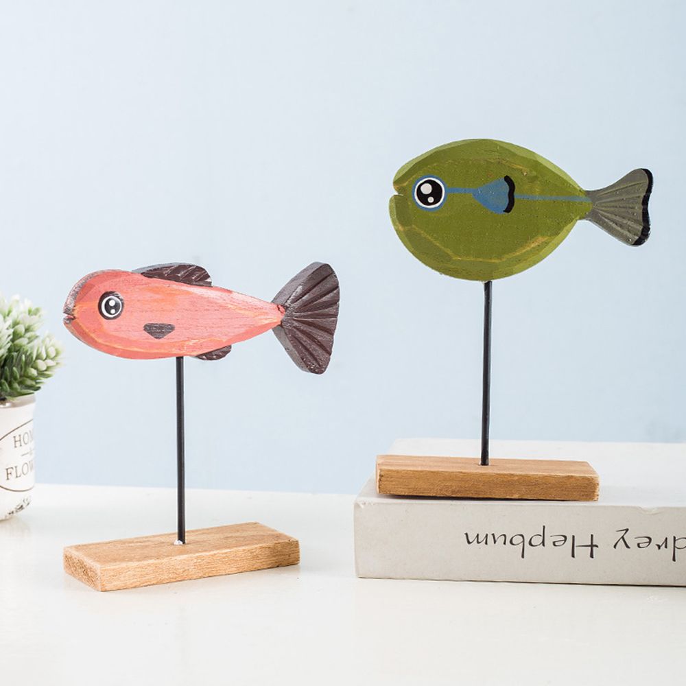 Colorful Wooden Fish Statue No - Home Decor Modern Organic ulasan dan harga