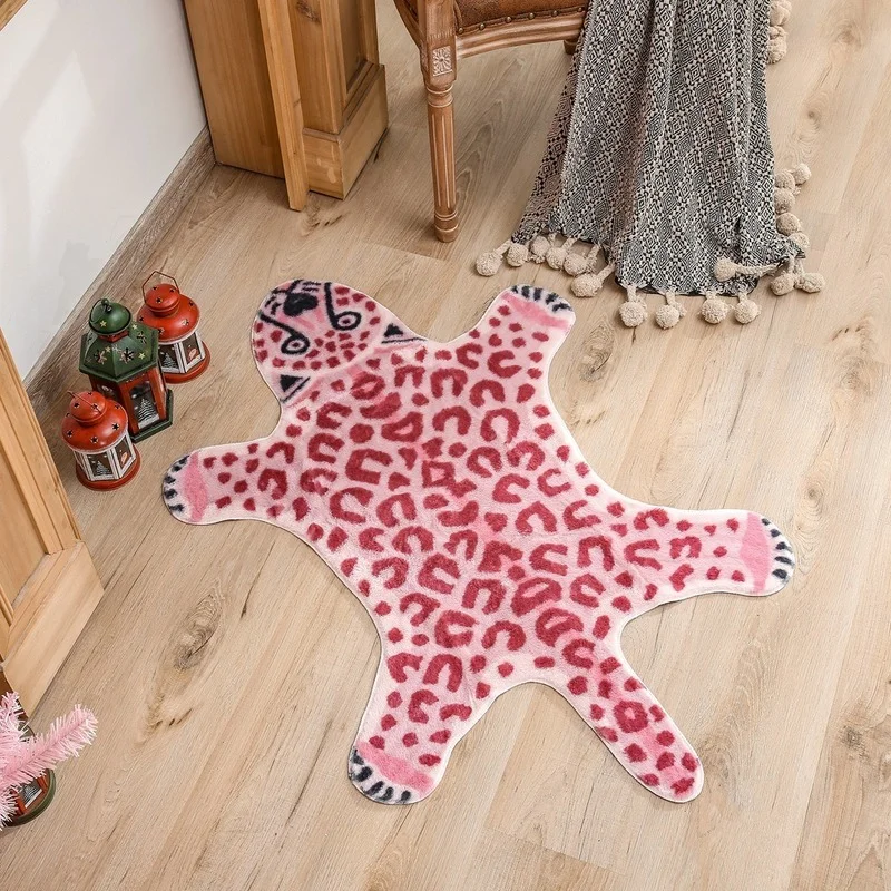 VIKAMA Pink Leopard Print Irre - Cowhide Rug Faux ulasan dan harga