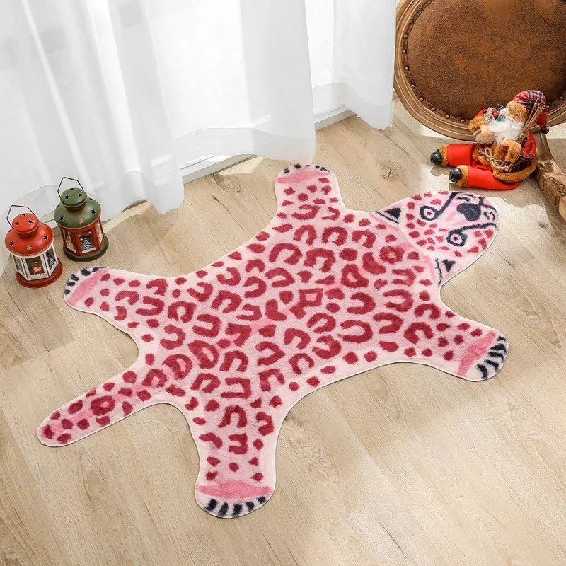 VIKAMA Pink Leopard Print Irre - Cowhide Rug Faux ulasan dan harga
