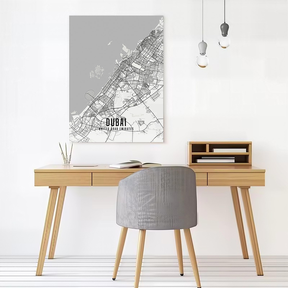UAE Dubai City Map Poster Canv - Home Decor Dubai ulasan dan harga