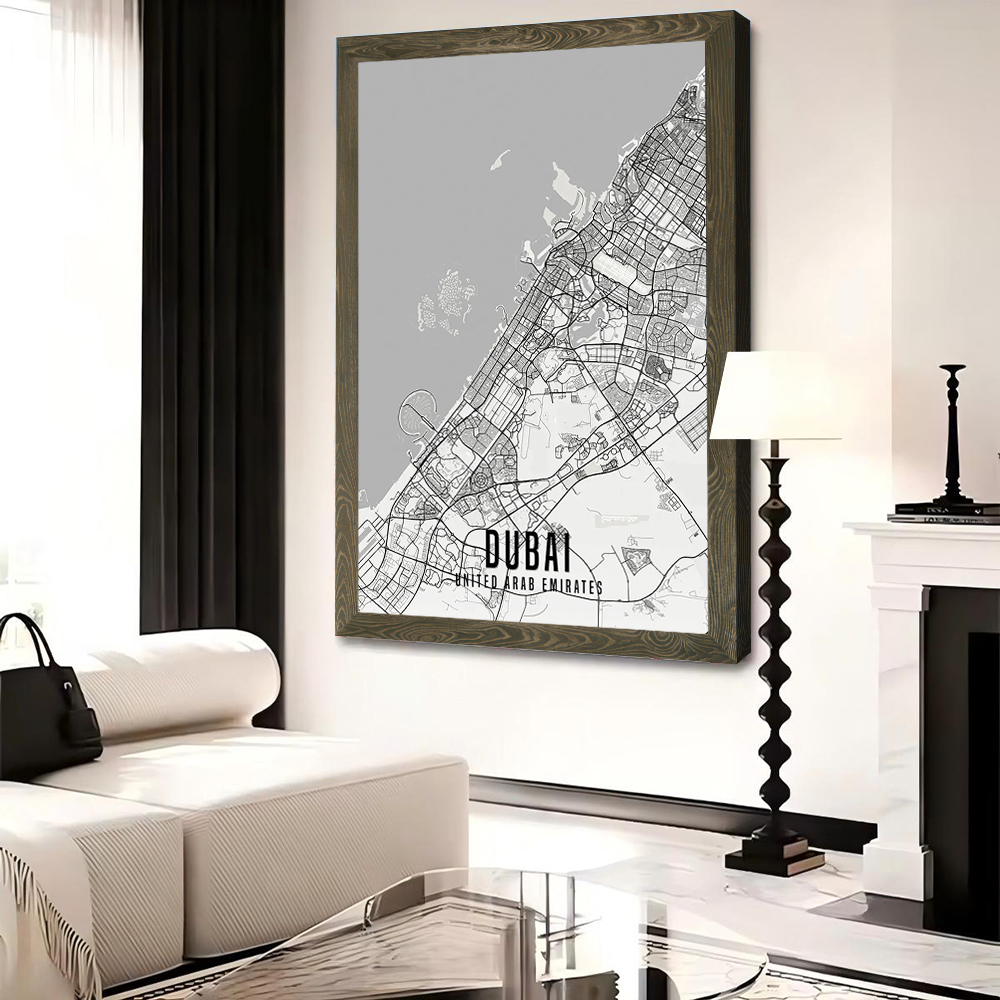 UAE Dubai City Map Poster Canv - Home Decor Dubai ulasan dan harga