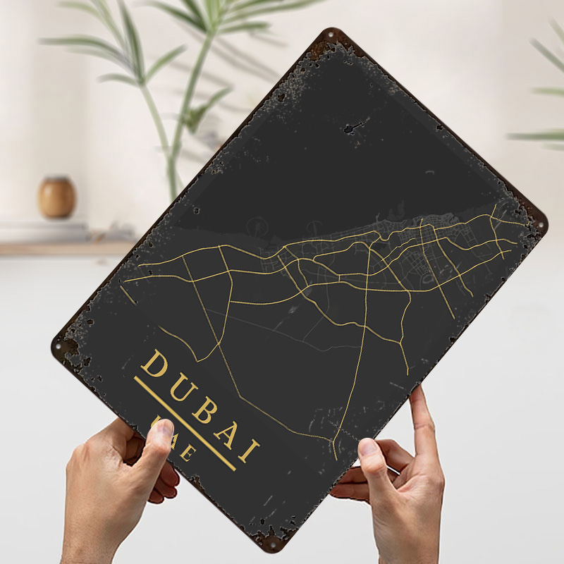 Dubai UAE Map Art Printed Post - Home Decor Dubai ulasan dan harga