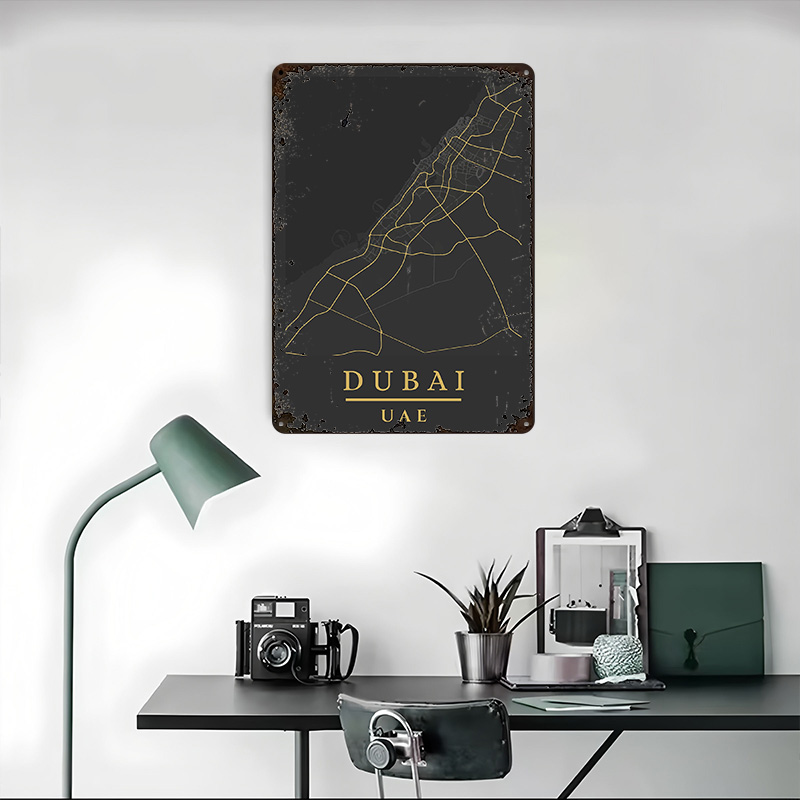 Dubai UAE Map Art Printed Post - Home Decor Dubai ulasan dan harga
