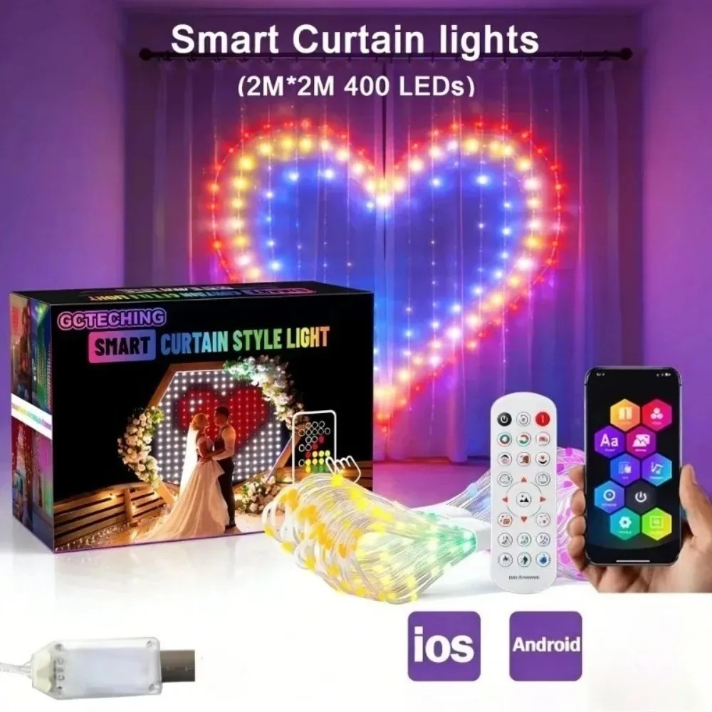 Smart RGB LED Curtain Lights B - String Curtain Light ulasan dan harga