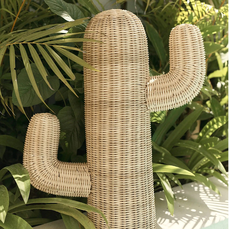 Handmade Rattan Floor Cactus S - Home Decor Modern Organic ulasan dan harga