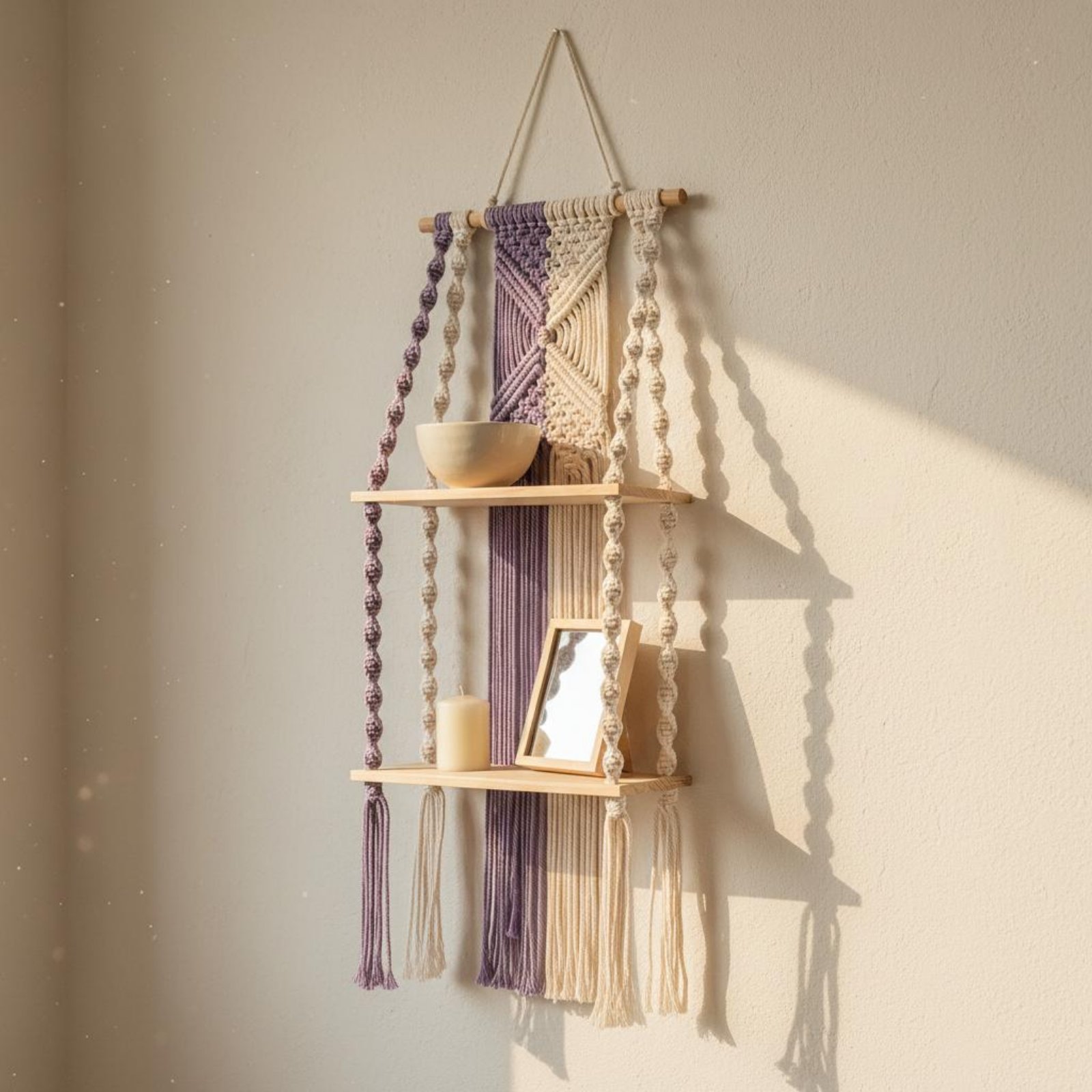 Boho Wall Hanging Shelf Handma - Macrame Wall Hanging ulasan dan harga